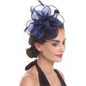 Women's Fascinators Feathers Tea Party Hat Ta2-navy